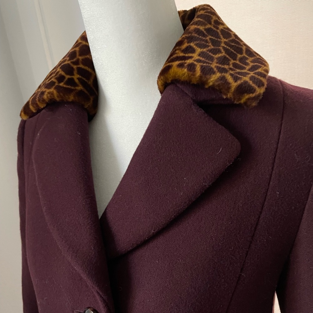 Philosophy di Alberta Ferretti Knee-Length Wool Coat Detachable Collar Sz4 Fr38